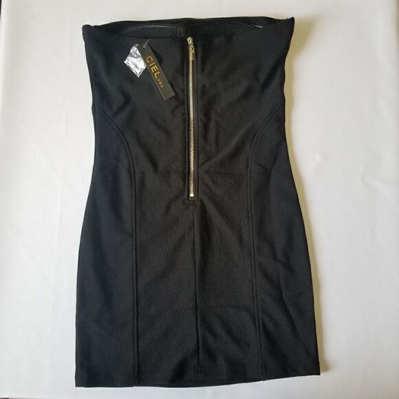 Ciel USA, Black Bodycon Dress Strapless, sz. L - Picture 3 of 6